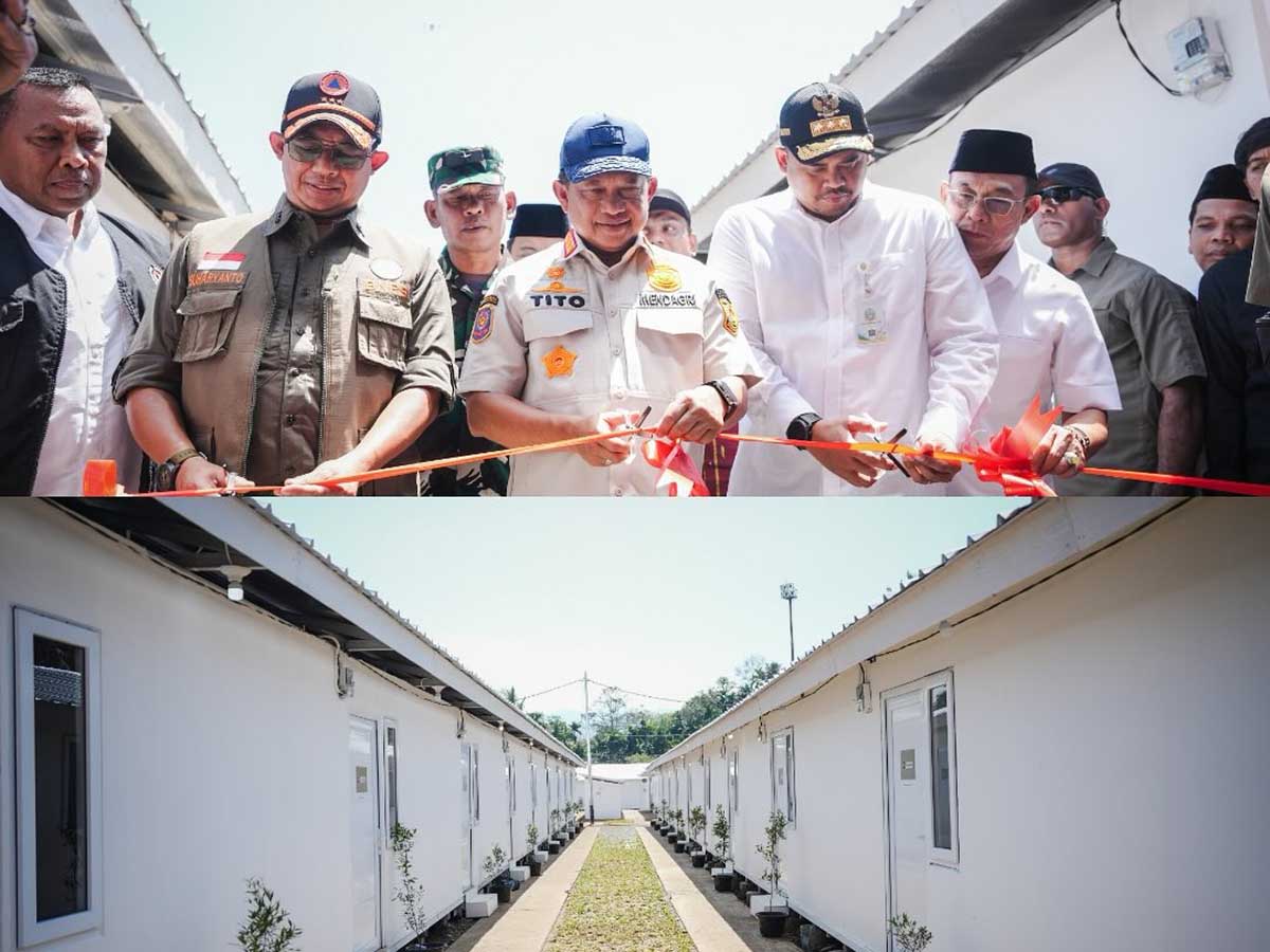 Targetkan Pengungsi Kosong Sebelum Ramadan, Bobby Nasution dan Mendagri Resmikan Huntara di Tapsel